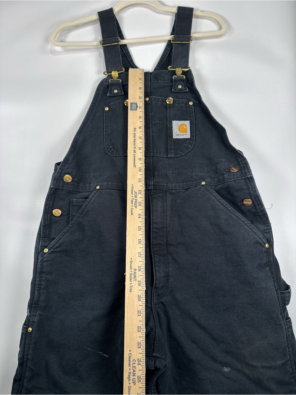 Carhartt R02 Lined Double Knee Duck Bib Overalls Faded Black 34x30 - Picture 13 of 16